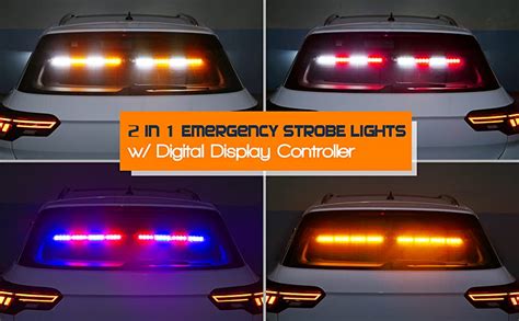 Amazon Booyu In Led Emergency Strobe Light Bar W Digital