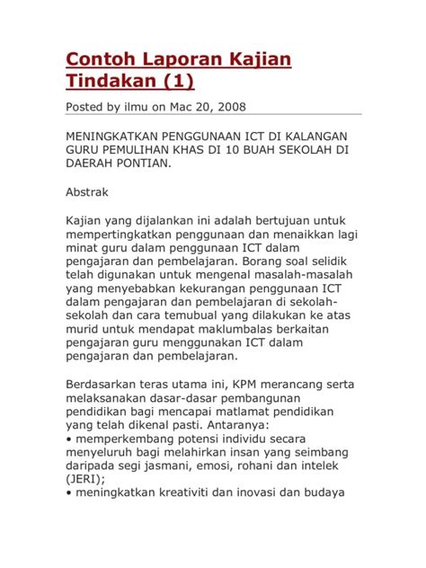 Contoh Laporan Kajian Tindakan 2021 Pdf Contoh 1 Kajian Tindakan