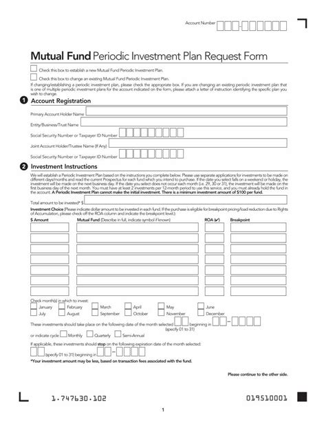 Pdf Mutual Fund Periodic Investment Plan Request Form · Mutual Fund