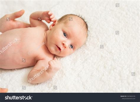 Cute Naked Newborn Baby Open Eyes Stock Photo 1825826195 Shutterstock