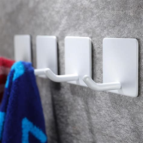 YIGII Adhesive Towel Hooks Self Adhesive Hooks White Heavy Duty Wall