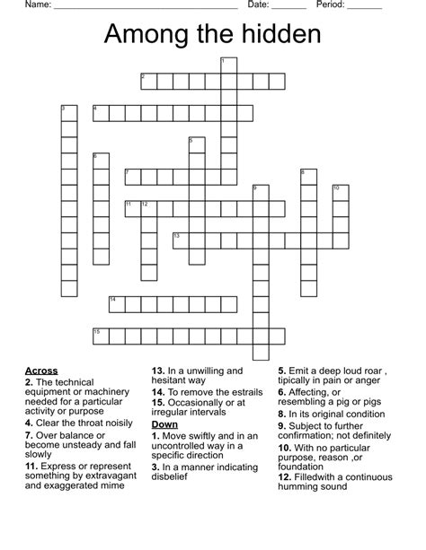 Among The Hidden Crossword Wordmint