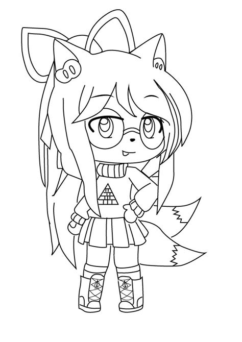 Fox Girl With Two Tails Coloring Page Free Printable Coloring Pages