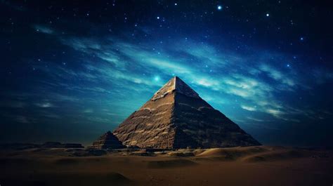 Premium Photo | Beautiful desert night the pyramid illuminated by the ...