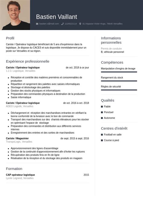 Exemple De CV Pour Un Cariste CV Fr