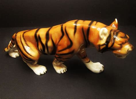 Vintage Royal Dux Bohemia Tiger Porcelain Figurine 312 And 17 Inches