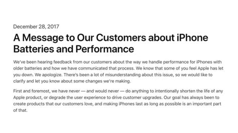 Apple Posts Open Letter To Customers On Iphone Slowdown Will Offer