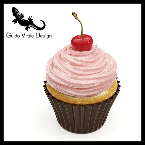 Cupcake With Cherry 3d Model 24 3ds Blend Fbx Obj Free3d