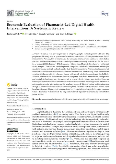 PDF Economic Evaluation Of Pharmacist Led Digital Health