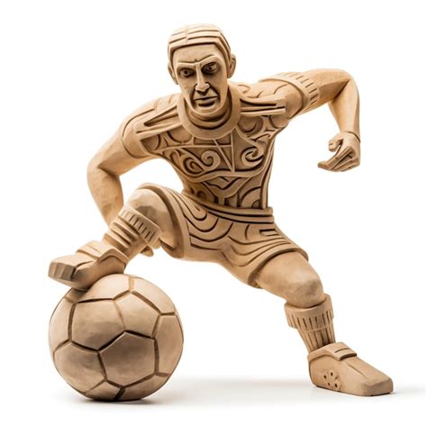 Un Joueur De Football Con U Dans L Art Maya Rustique Sculpt Dans La