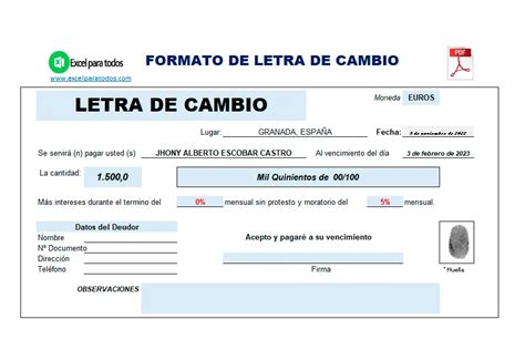 Formato En Excel De Letra De Cambio Porn Sex Picture