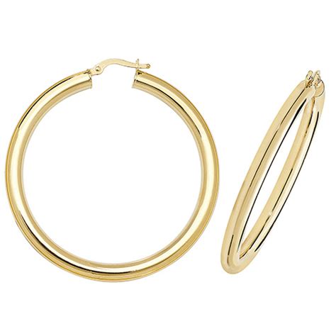 9ct Gold 40mm Hoop Earrings Attenborough Jewellers