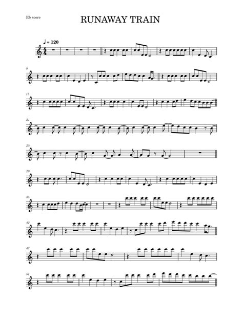 Runaway Train Soul Asylum Alto Sax Rmx Sheet Music For Saxophone