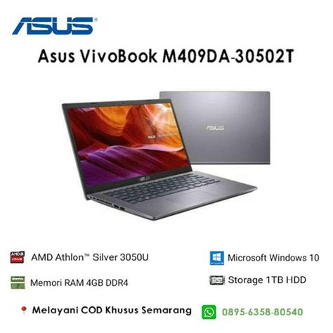 Jual Asus Vivobook M409da 30502t Amd Athlon Silver 3050u Ram 4gb Hdd 1tb Kota Semarang Lazir