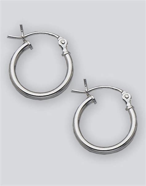 Sterling Silver Round Plain Hoop Earrings 14mm Simply Sterling