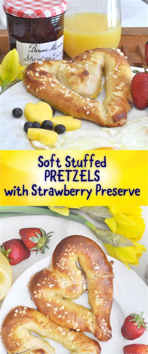 Soft Pretzel Hearts Stuffed With Ricotta Cheese And Strawberry Preserve