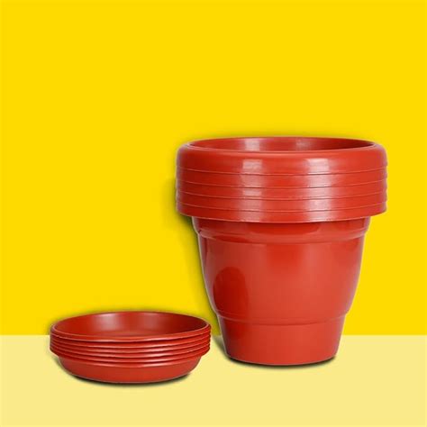 Kraft Seeds By 10CLUB Gamla Pots With Bottom Plates 5 Pcs 8 Inch