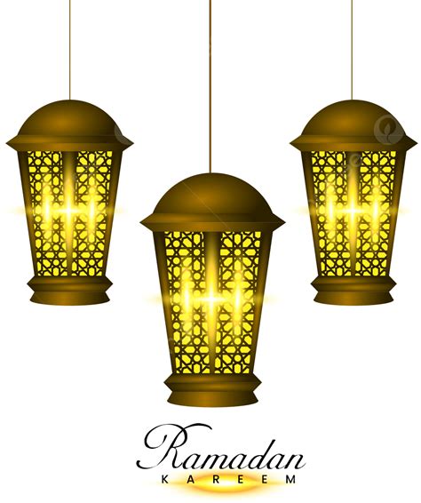 รูปทักทายข้อความ Ramadan Kareem กับโคมไฟอิสลาม Png เวกเตอร์ภาพตัดปะพื้น