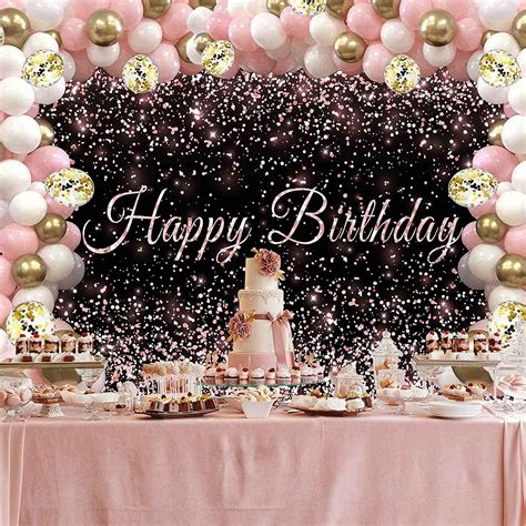 Birthday Backdrop Pink And Black Shiny Gold Dot Glamour Sparkle Sweet Lasercutwraps Shop