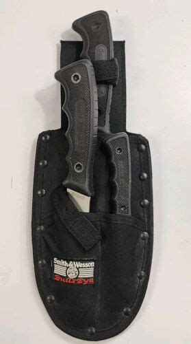 Smith And Wesson Bullseye Hunting Knife Set Cleaver Ck300 Skinner Ch200 And Ck301 Ebay