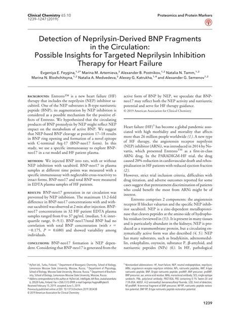 PDF Detection Of Neprilysin Derived BNP Fragments In The Circulation