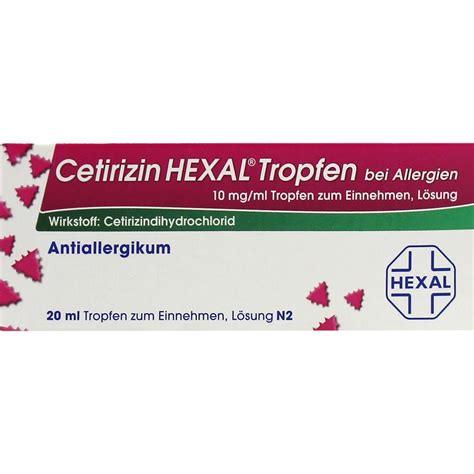 CETIRIZIN HEXAL Tropfen Bei Allergien 20 Ml PZN 2579613 St