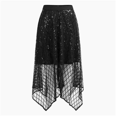 Motf Motf X Christian Siriano Sequin Mesh Asymmetrical Skirt Shein Usa