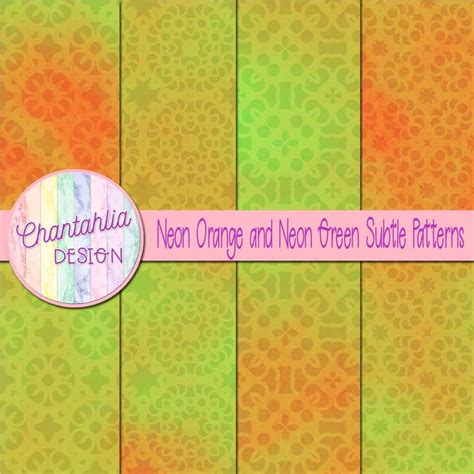 Free Neon Orange And Free Neon Green Digital Papers With Subtle Patterns