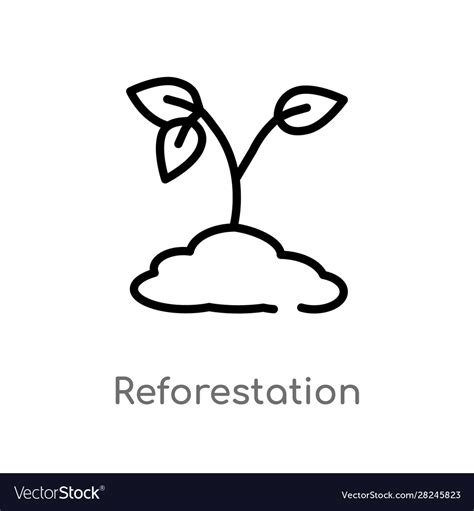 Outline Reforestation Icon Isolated Black Simple Vector Image