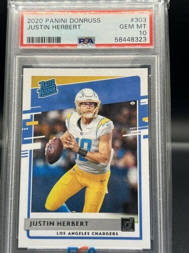 2020 Panini Donruss Rated Rookie 303 Justin Herbert RC PSA 10 EBay