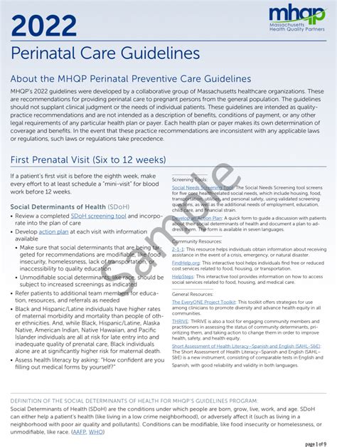 Perinatal Care Guidelines Massachusetts Health Quality Partners