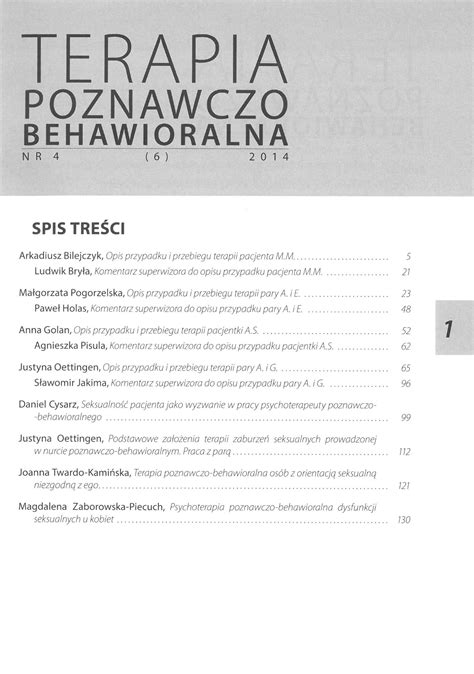 Czasopismo Terapia Poznawczo Behawioralna Nr 6 e księgarnia CBT