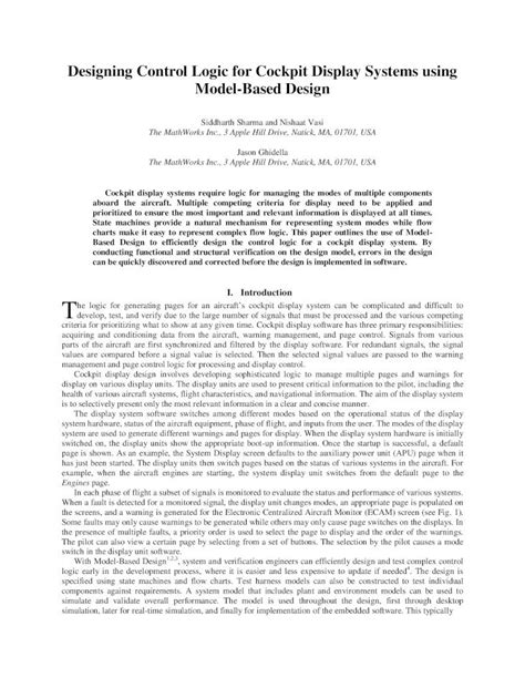 Pdf Designing Control Logic For Cockpit Display Systems Using