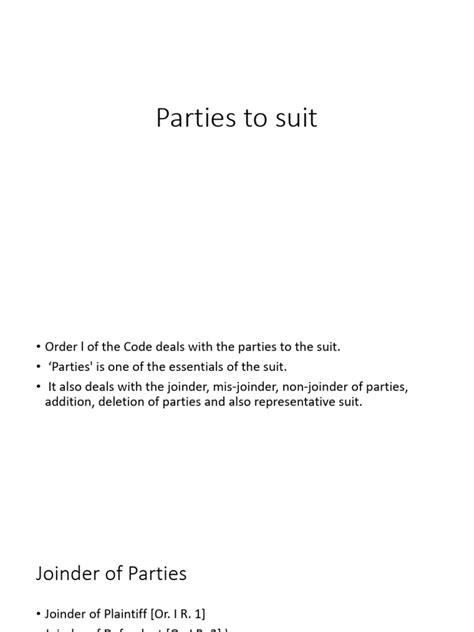 31parties To The Suit Joinder Mis Joinder And Non Joinder Of