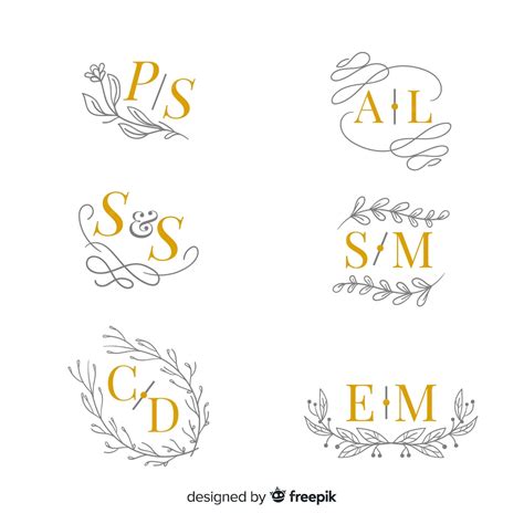 Colección De Monograma De Boda Ornamental Vector Gratis