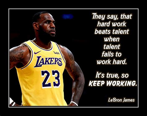 LeBron Keep Working Quote Poster Basketball Inspirational Wall Art