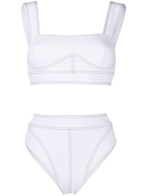 Noire Swimwear Bralette Two Piece Bikini White FARFETCH UK