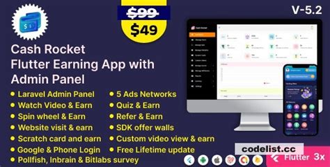 Cash Rocket V5 2 Flutter Online Earning App With Admin Panel