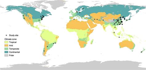 Study sites and their climate types. The classification of climate ...