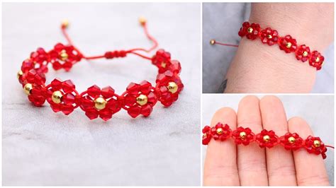 Pulsera De Flores Con Cristales Easy Flower Bracelet Tutorial Youtube