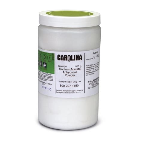 Sodium Acetate Anhydrous Powder Laboratory Grade 500 G Carolina