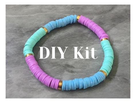 DIY Kit Beads Heishi Bracelet Kit Rubber Disc Beads Strand - Etsy