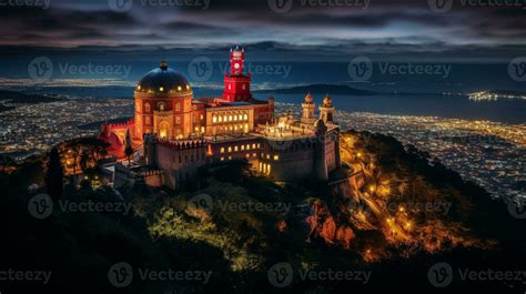 Night view of Pena Palace. Generative AI 32976502 Stock Photo at Vecteezy