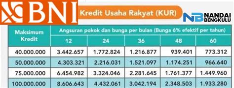 Tabel Kur Bni Jenis Mikro Pinjaman Juta Tanpa Jaminan