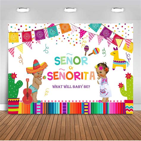 Buy Mehofoto Mexican Fiesta Gender Reveal Baby Shower Backdrop Senor Or