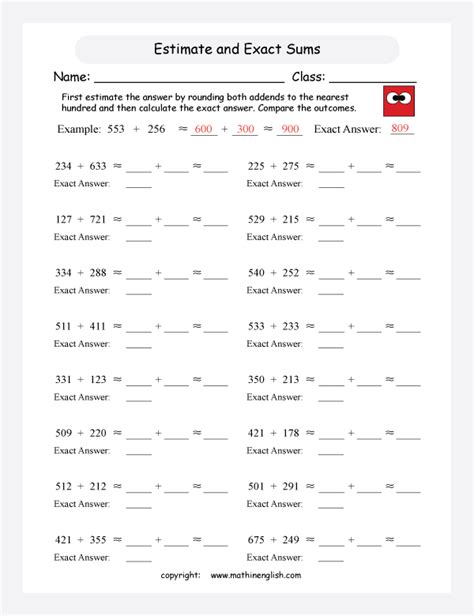 Estimate The Sum Of 2 Addends Round Off To Nearest Hundred And Calculate The Exact Answer