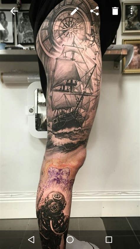 Sea Tattoo Sleeve Ship Tattoo Sleeves Nautical Tattoo Sleeve Leg