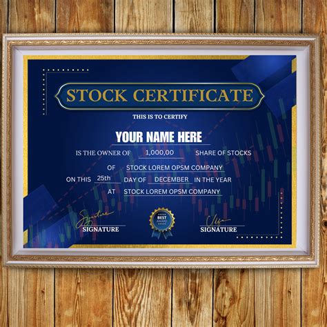 EDITABLE Stock Certificate Template, Printable Certificate of Stock ...