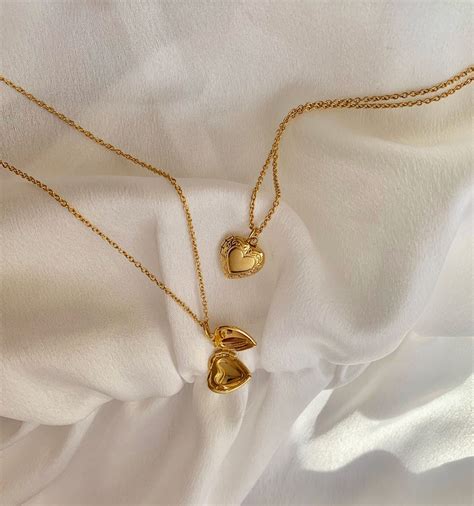 Minimalist Gold Heart Locket Necklace Heart Shaped Timeless Atelier