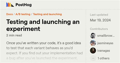 Testing And Launching An Experiment Docs Posthog